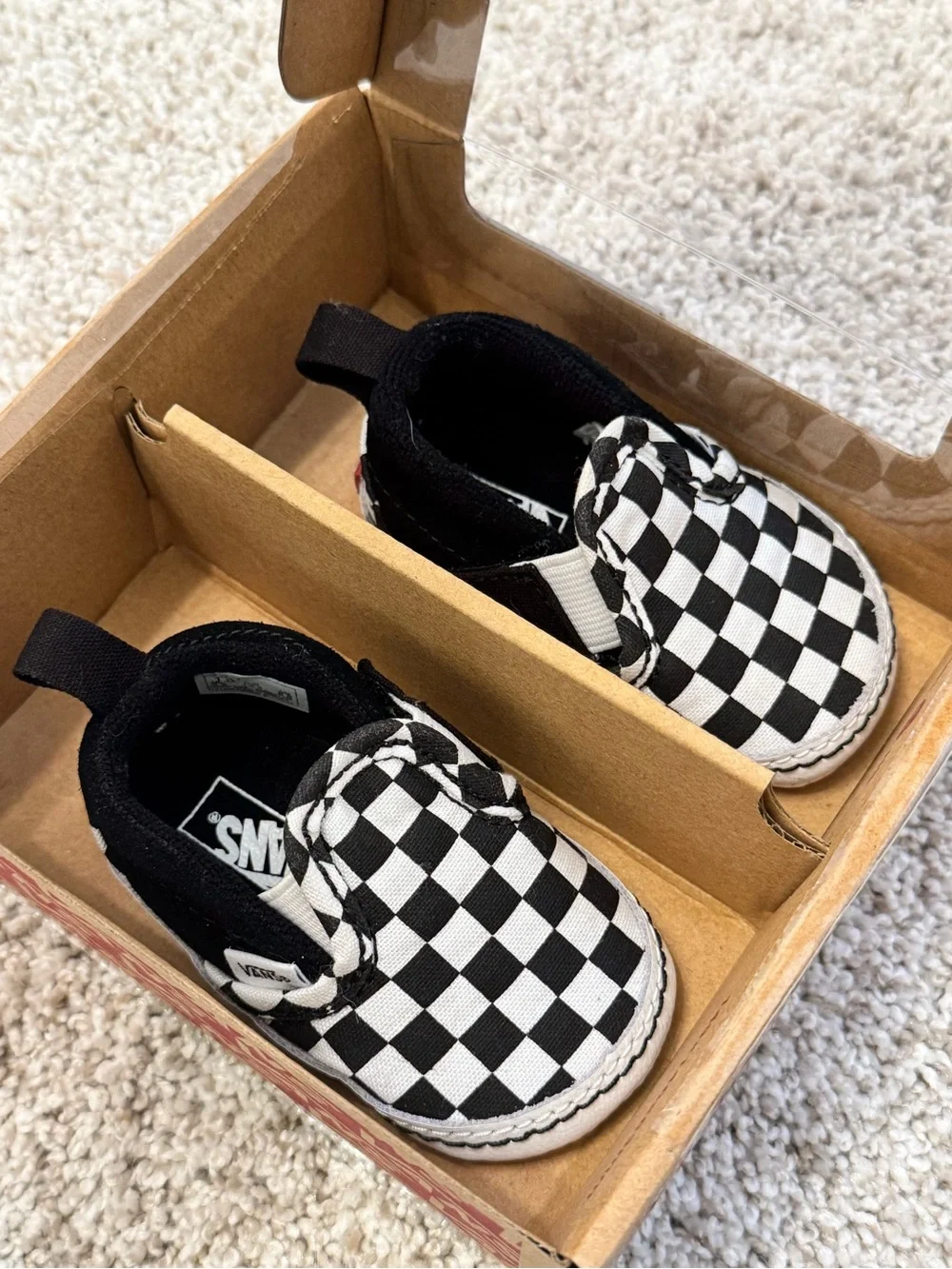Vans Kids Black & White Checkerboard Slip-On Sneakers